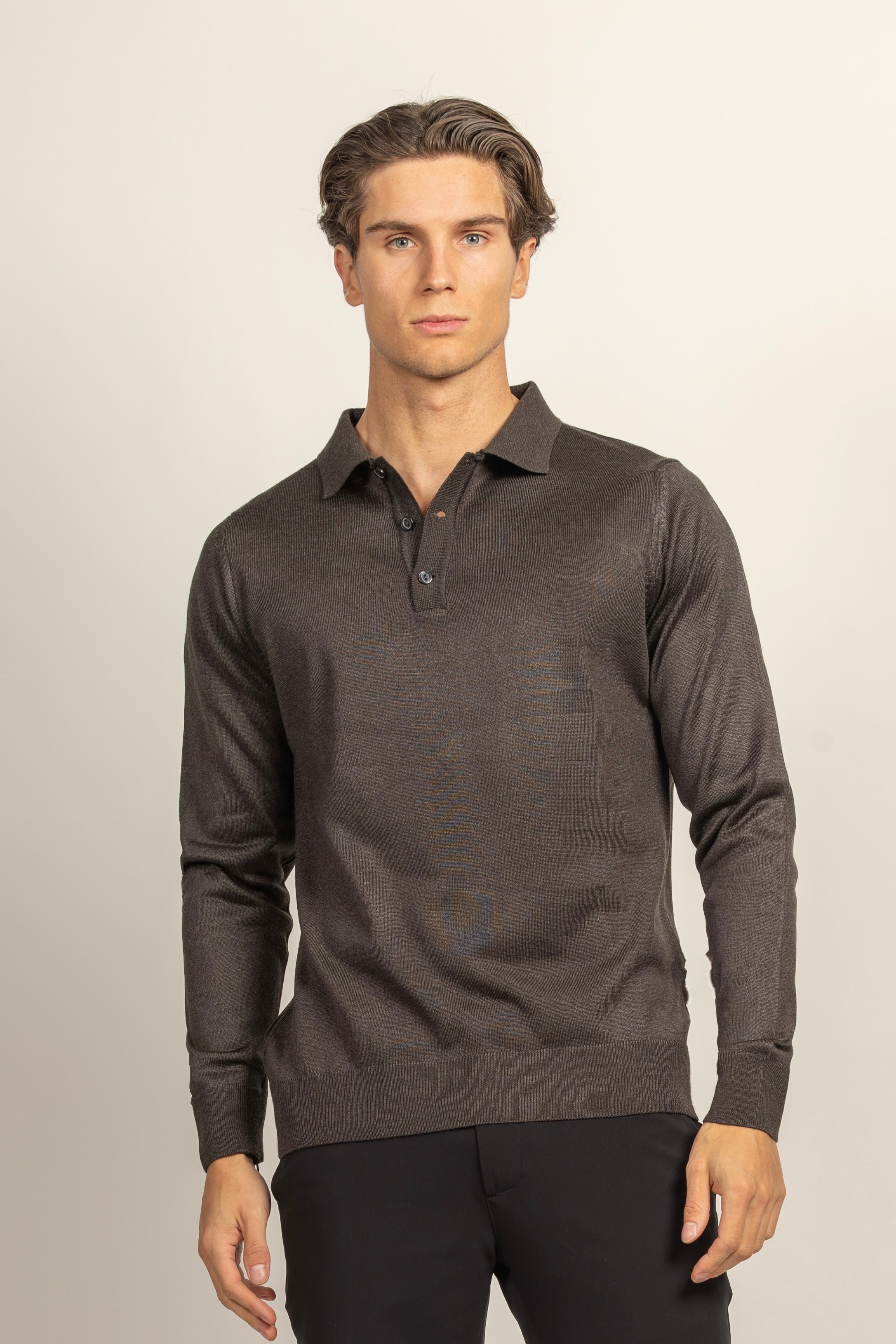 WOOL-Blend Glans Longsleeve Polo