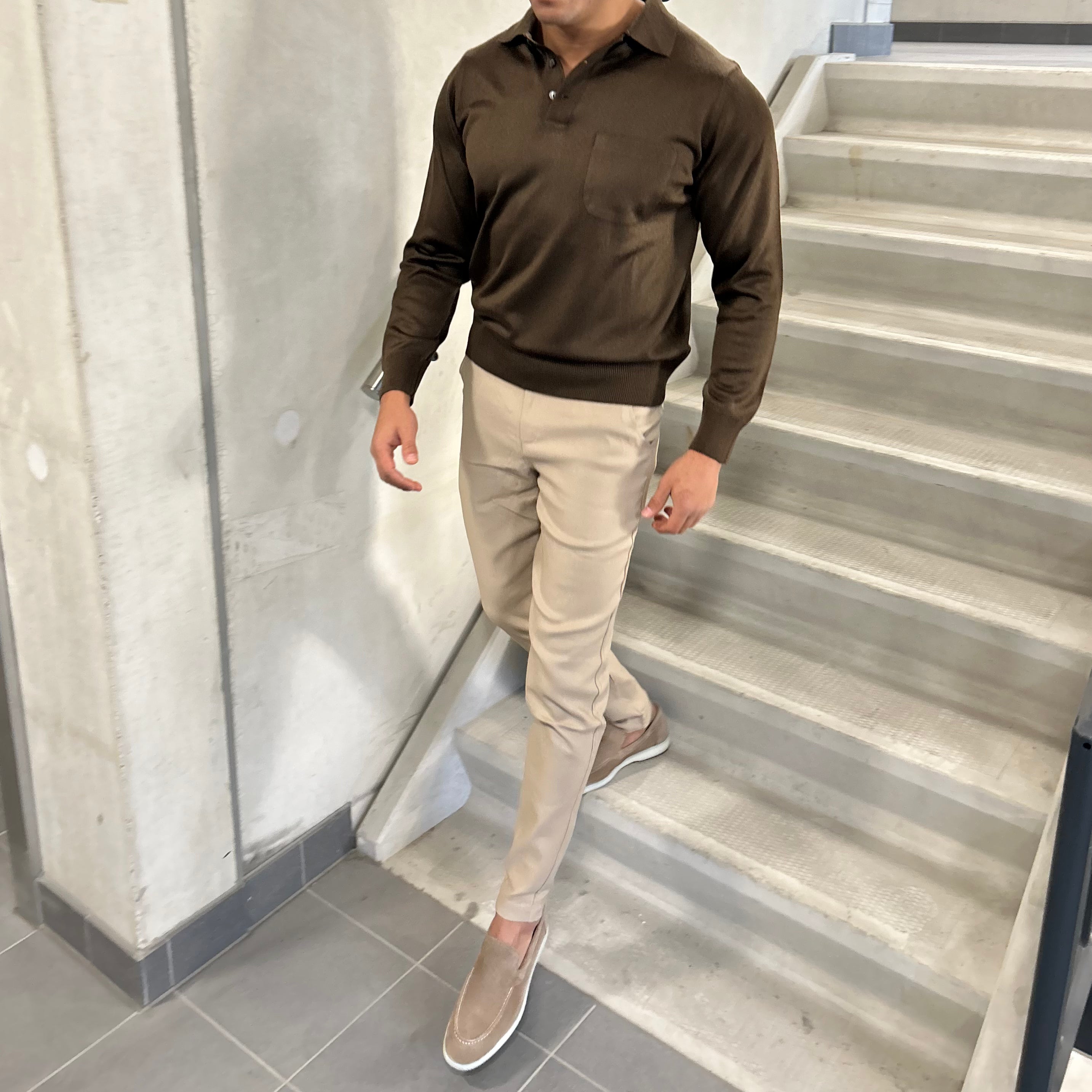 WOOL-Blend Glans Longsleeve Polo