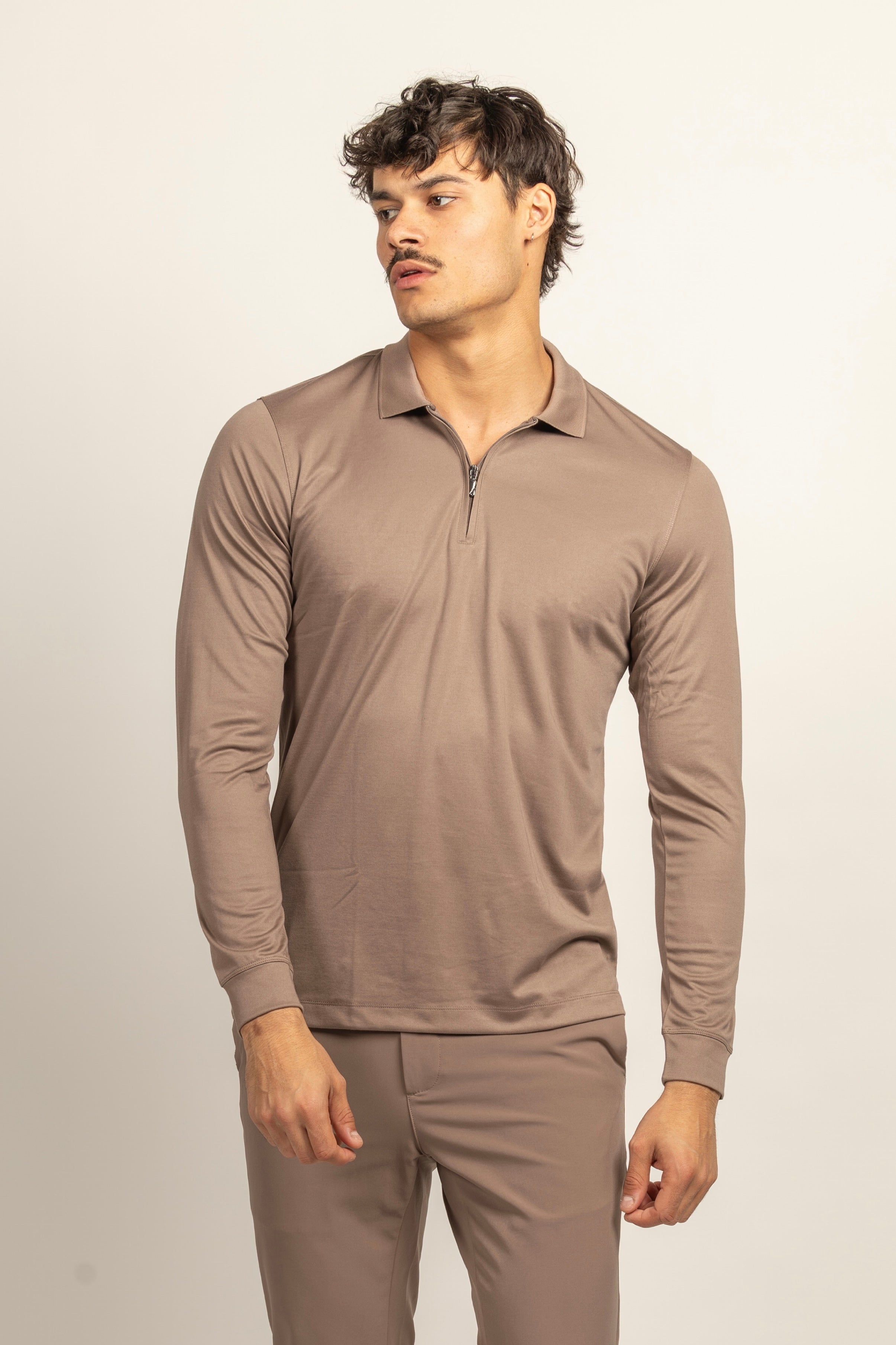 Mercerised Glans Half-Zip Polo