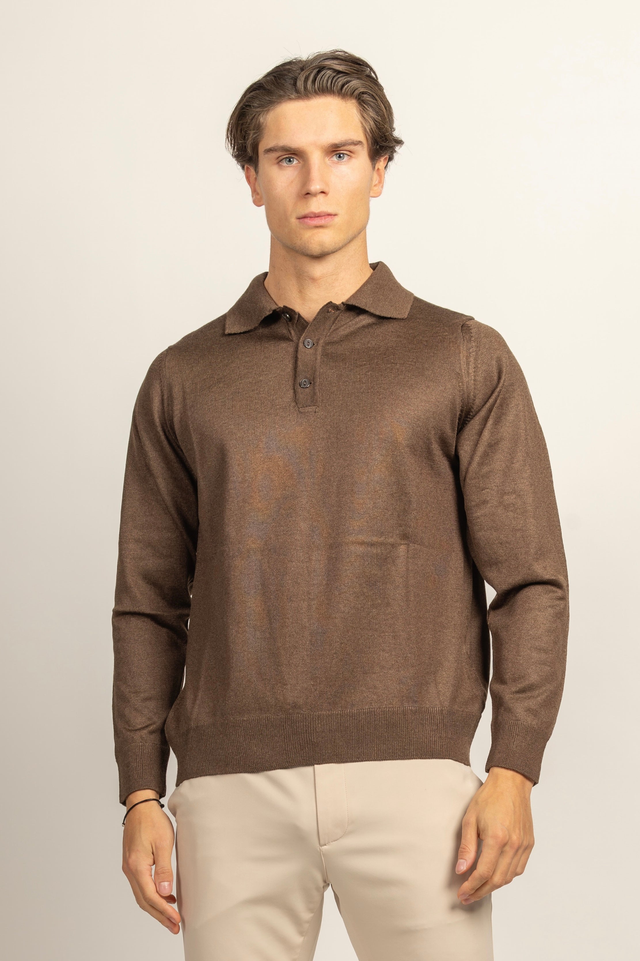 WOOL-Blend Glans Longsleeve Polo