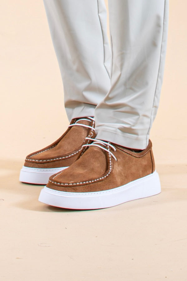 Suède Derby High Loafers - Camel