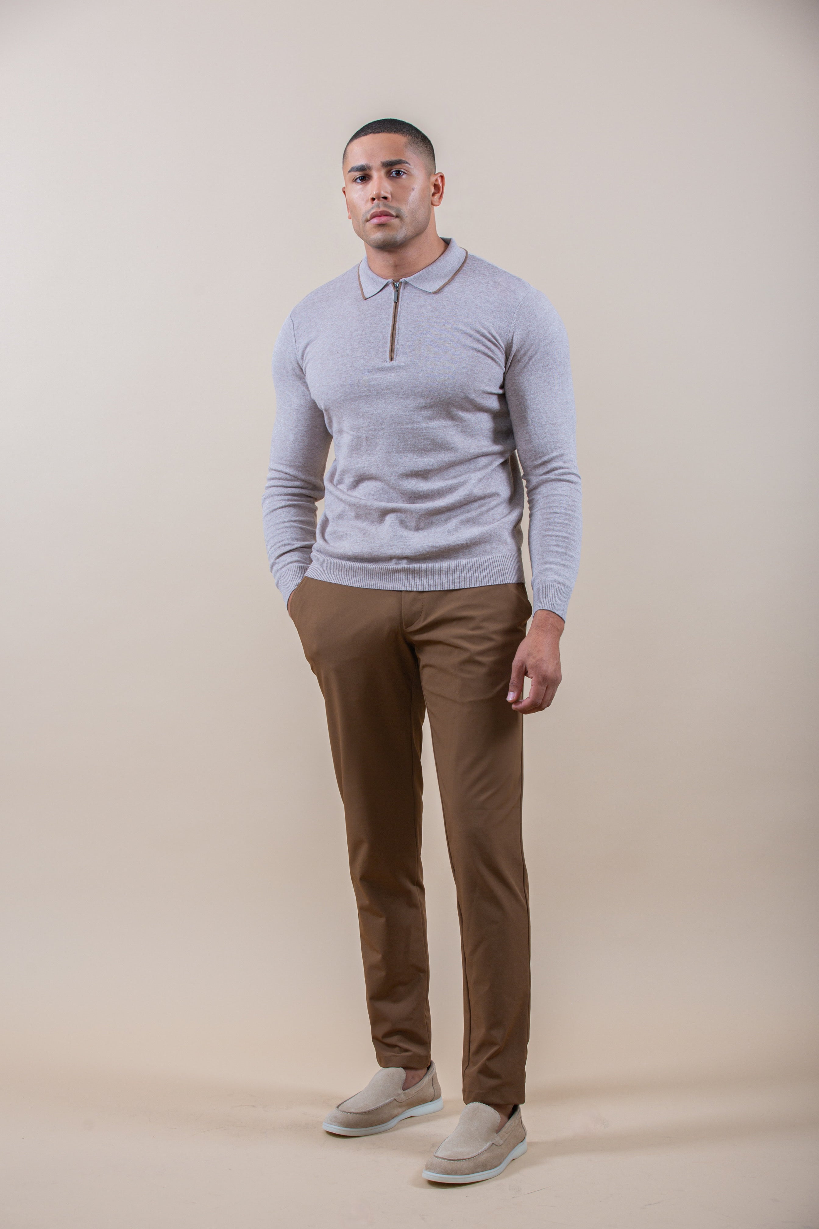 Luxury Half-Zip Polo Longsleeve