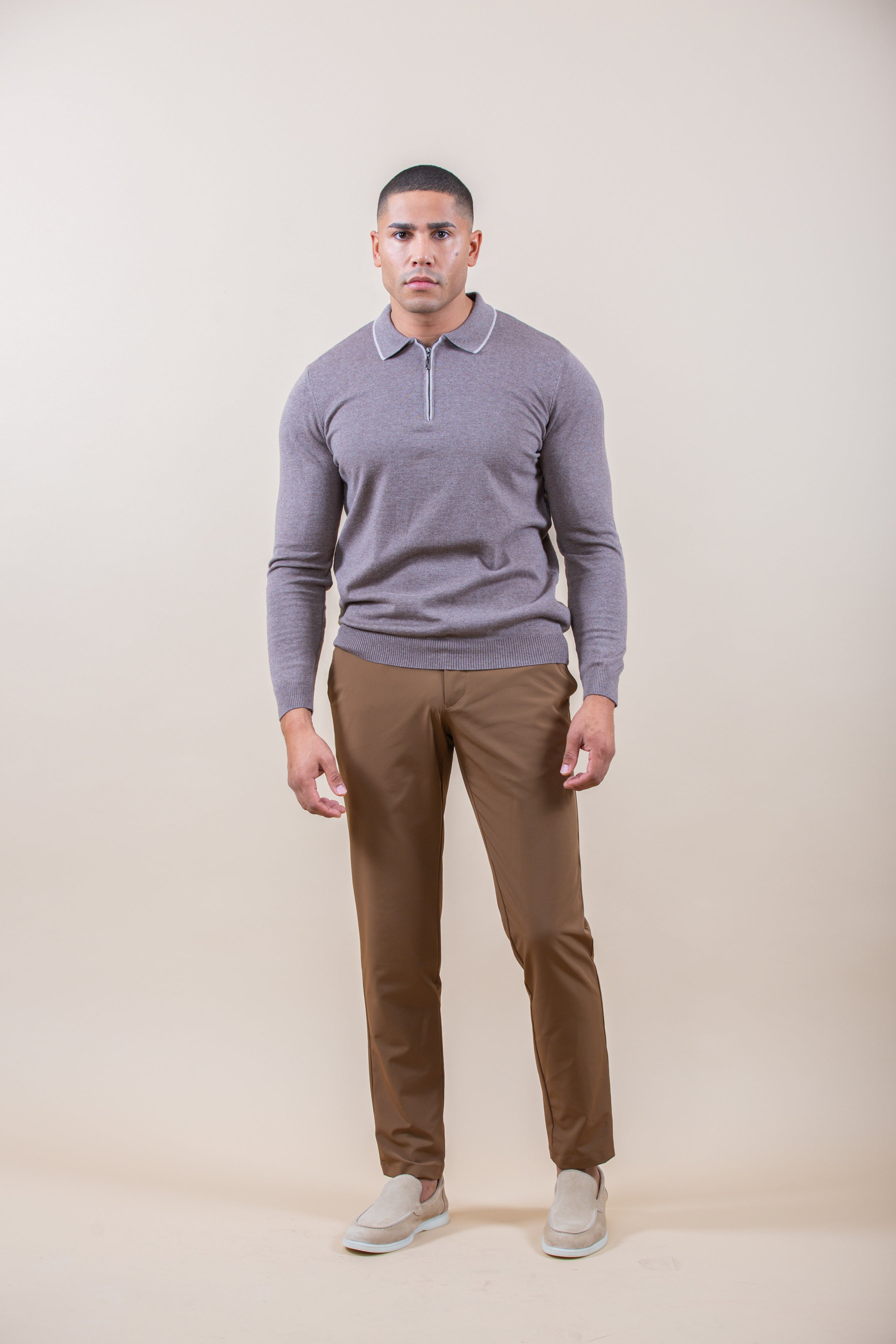 Luxury Half-Zip Polo Longsleeve
